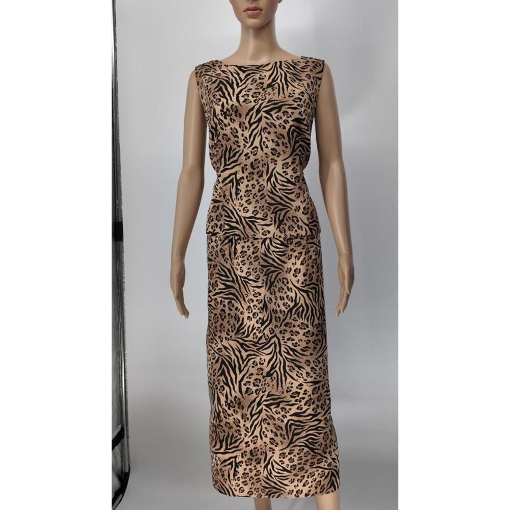 Sag‎ Harbor Petite Animal Print Midi Dress Size Petite Elegant Sleeveless